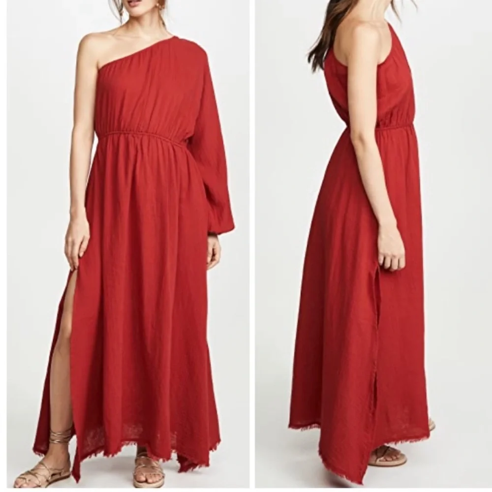 Red Carter Red One-Shoulder Gauzey Maxi Dress NWT - Picture 4 of 10